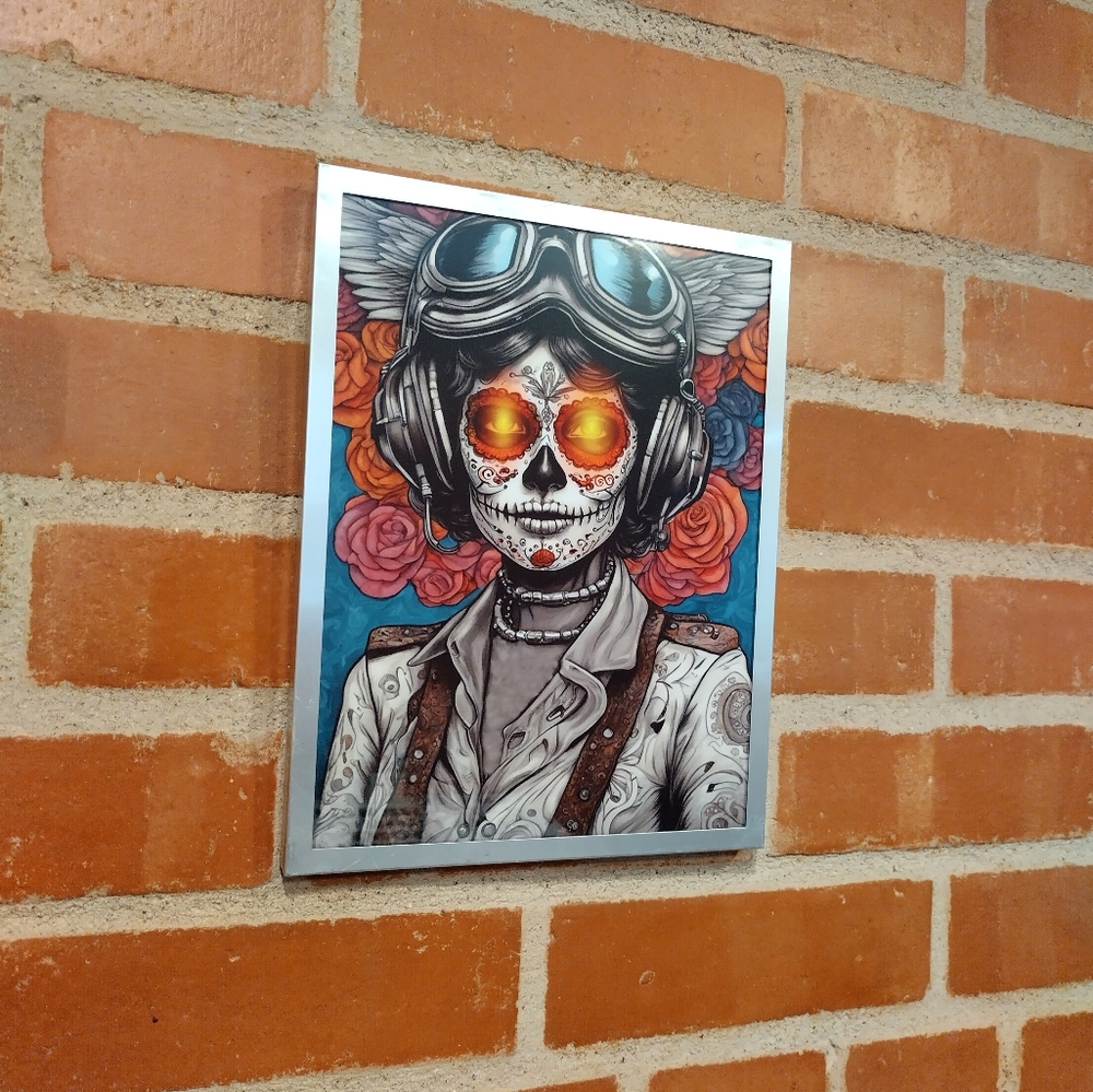 Day Of The Dead Steampunk Amelia Earhart Framed Art Print